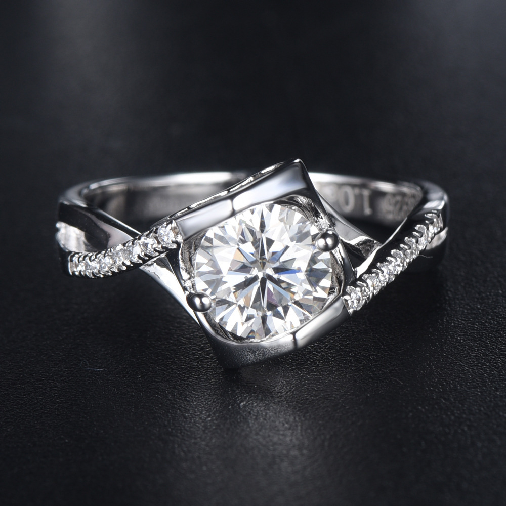 💍Ladies Wedding Classic Angel Kiss 1 Carat Moissan Diamond Ring