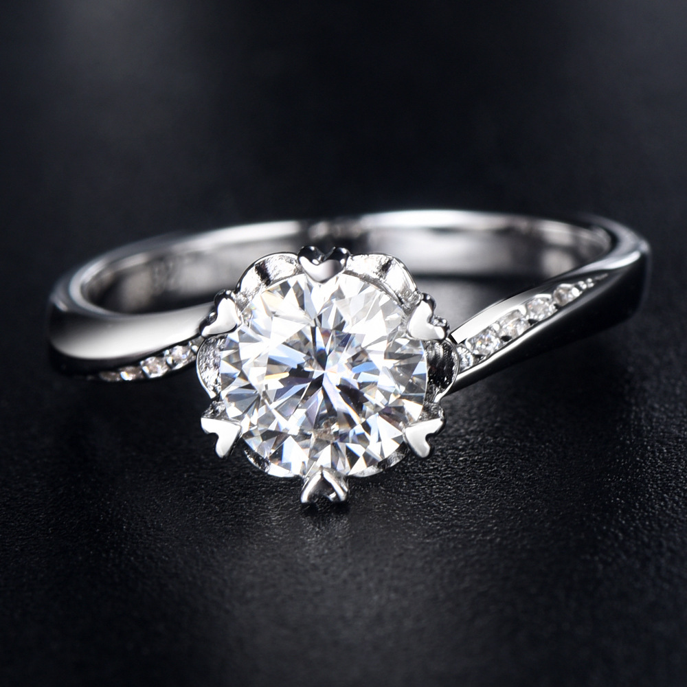 💍Ladies Wedding Snowflake Twisted 1 Carat Moissan Diamond Ring