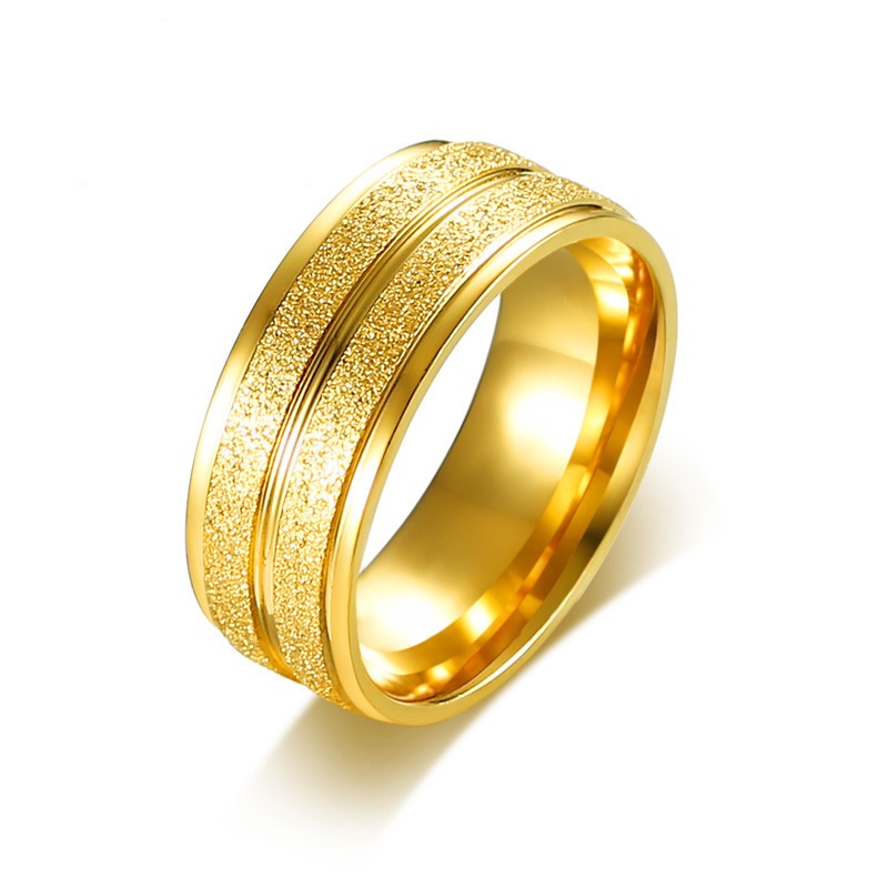 💍Men's Original Sand Surface Gold Plated Titanium Steel Ring