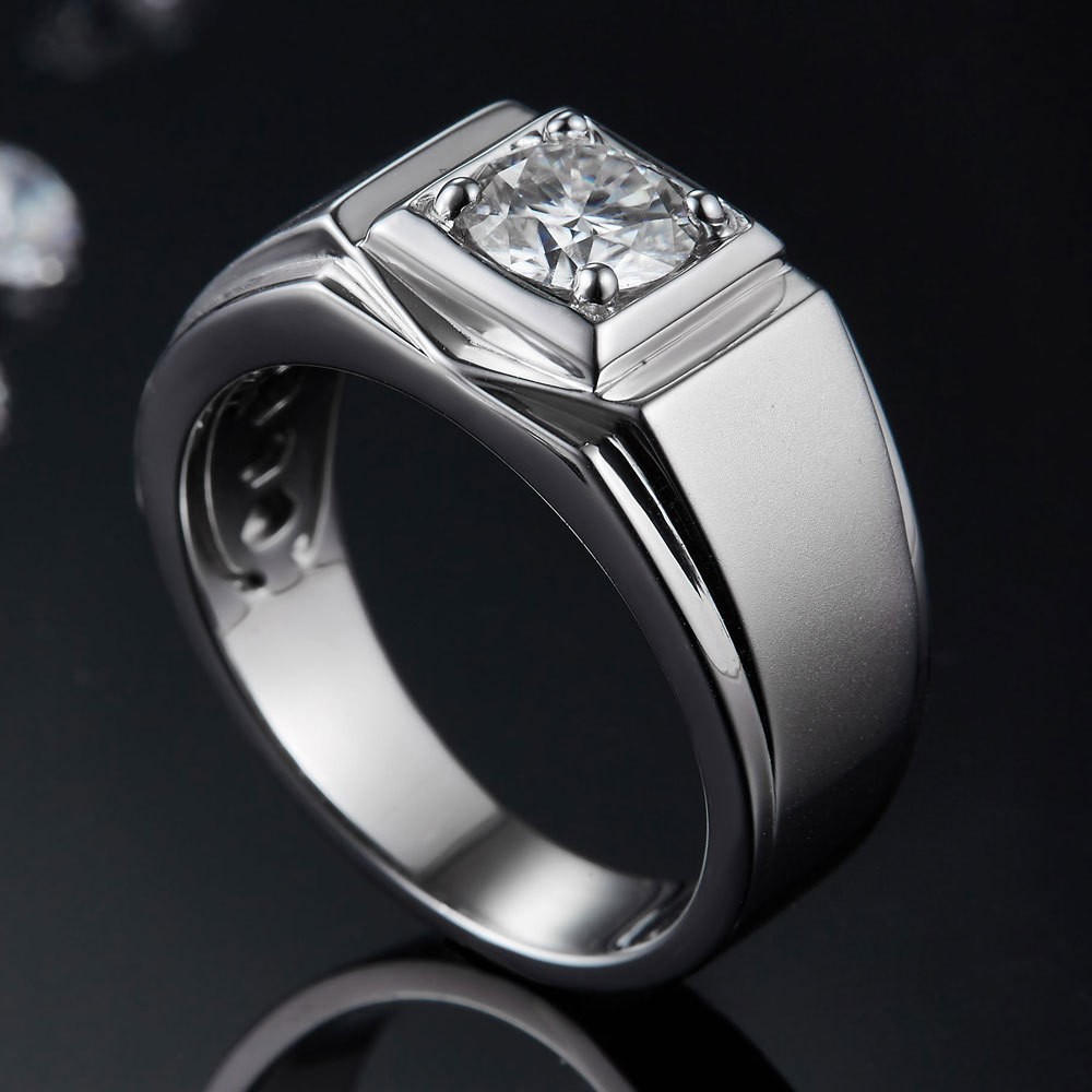 💍2022 Men's Wedding Platinum One Carat Moissanite Diamond One Drop s925 Sterling Silver Ring