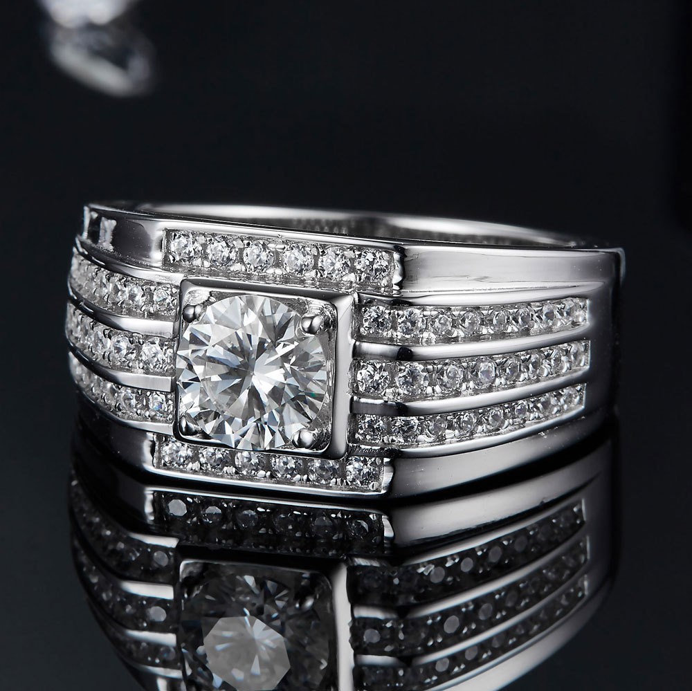 💍2022 Men's Wedding Classic Domineering One Carat Moissanite Diamond s925 Sterling Silver Ring