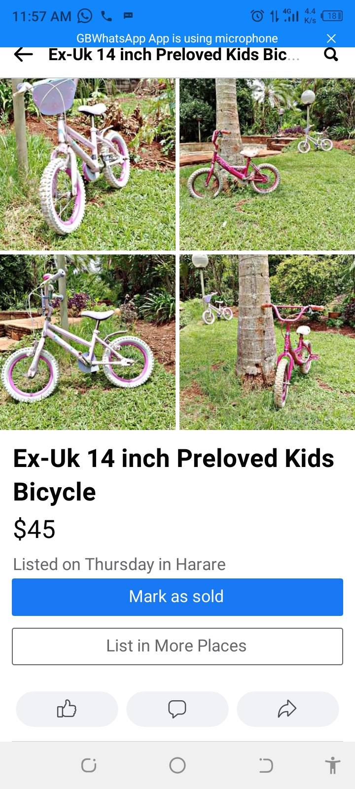 Preloved kids bicycle