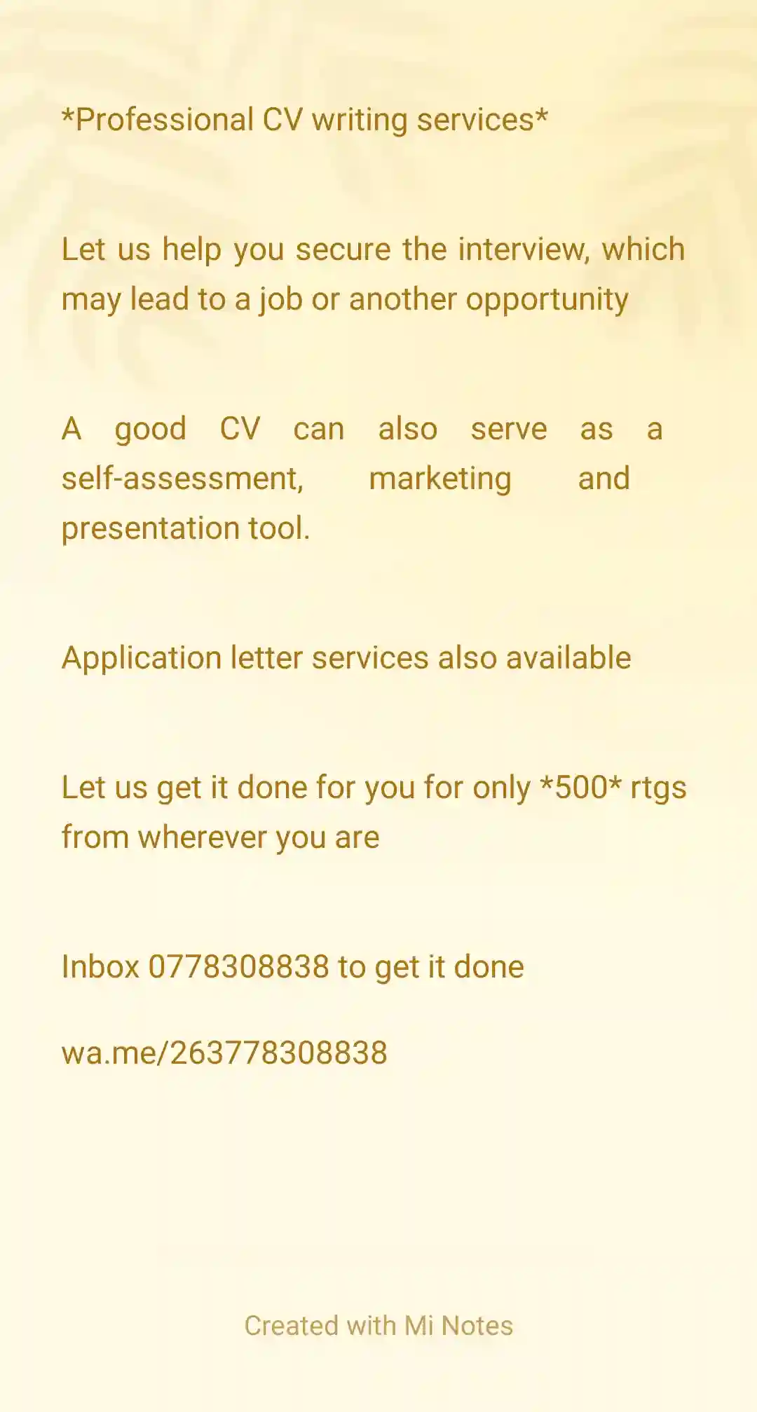 CV WRITING SERVICES