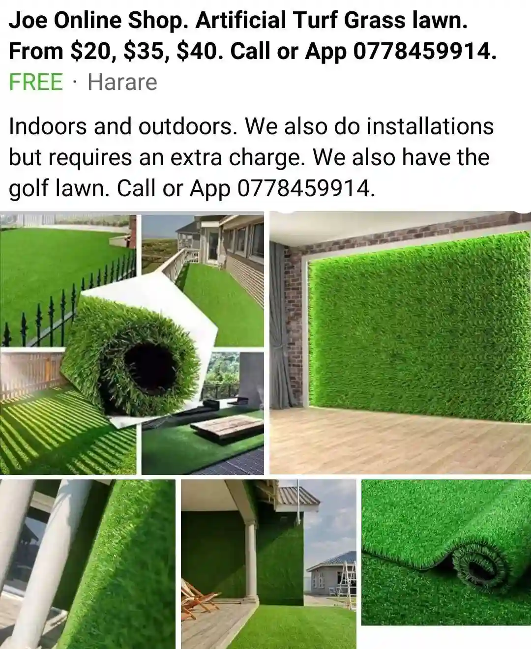 Joe Online Shop. Artificial Turf Grass lawn 