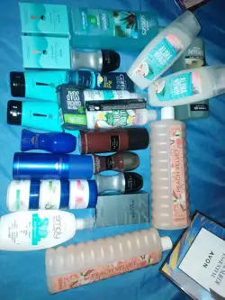 Roll on bubble bath shower gel feminine wash jewellery Perfumed lotions make up products