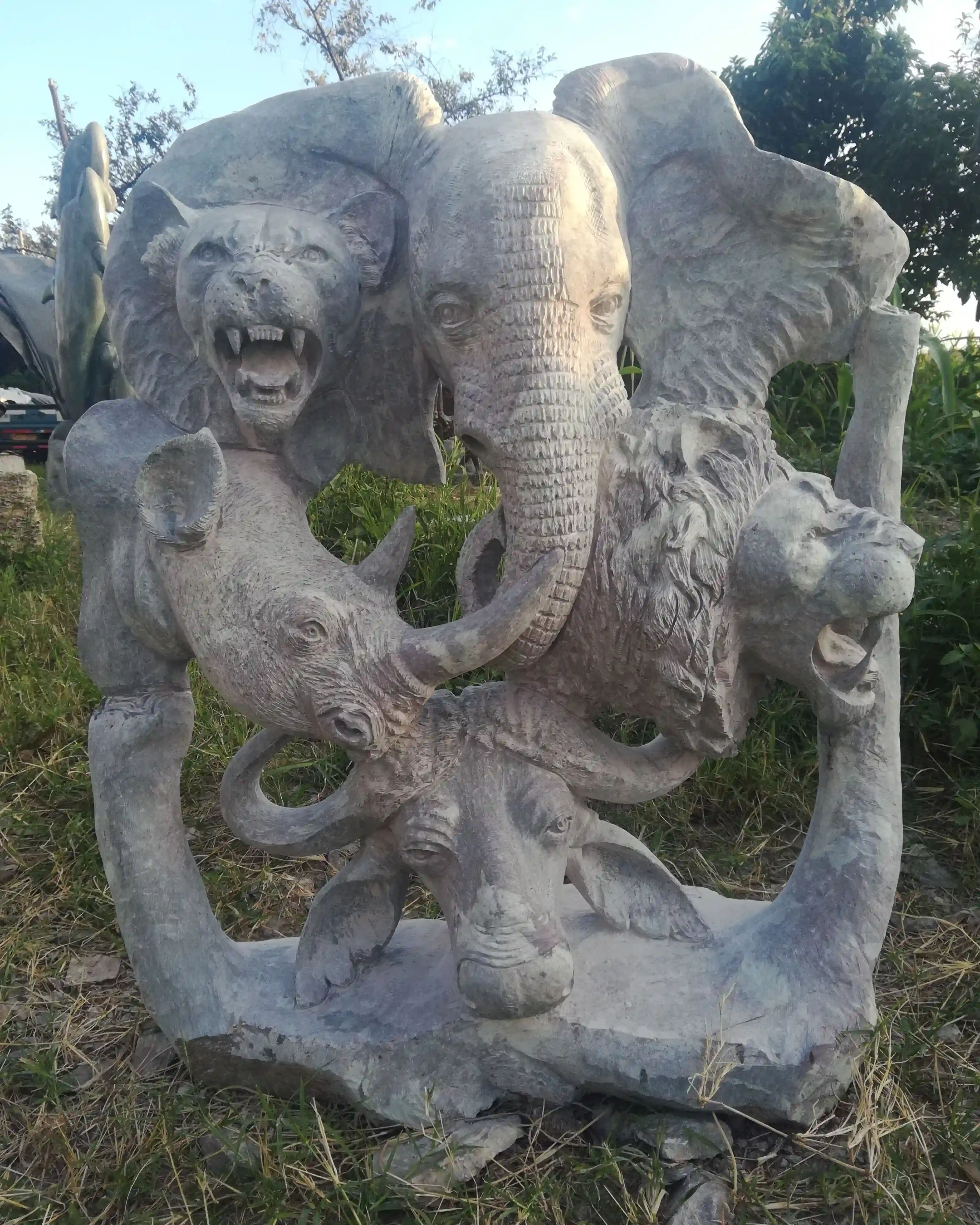 STONE CARVING OF THE BIG FIVE FOR SALE ZIMBABWE