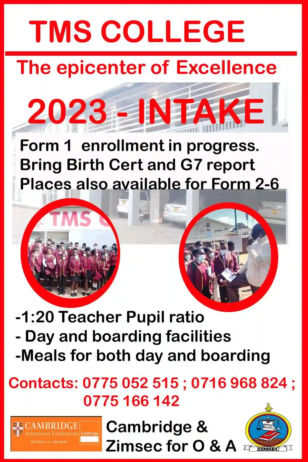 TMS Form 1 Intake(Boarding School)