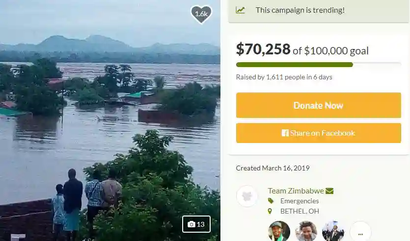 Cyclone Idai Internet Fundraising Campaign Reaches US $70,000 In 6 Days