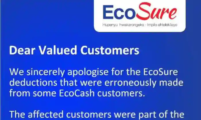 EcoSure Apologises For EcoCash Deductions