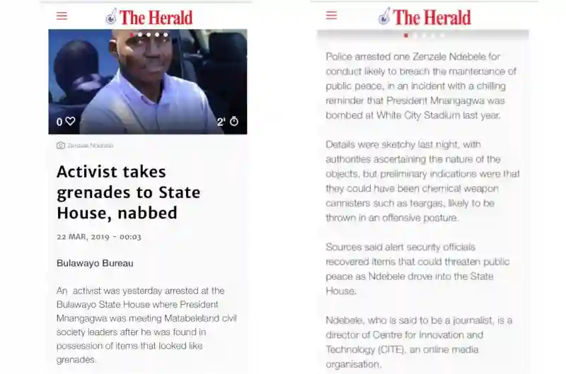 Herald Editor, Tichaona Zindoga, Criticised For Deliberate Inaccuracies