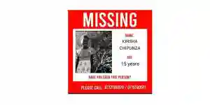 Missing Person Alert: 15-year-old Kirsha Chipunza Goes Missing