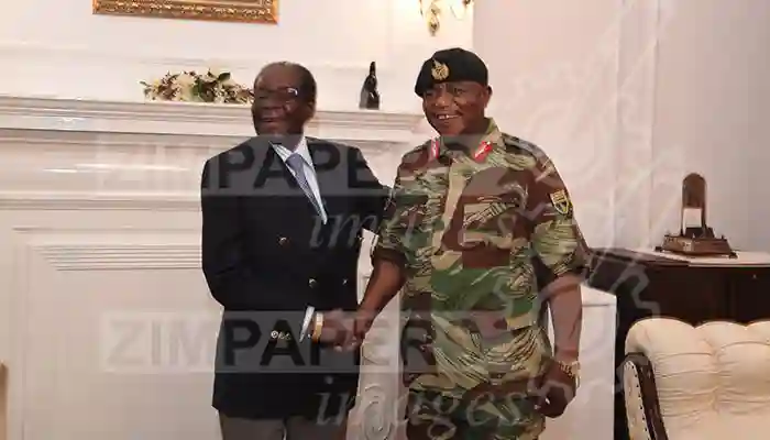 Mugabe and Chiwenga pictured laughing together at "coup" negotiations