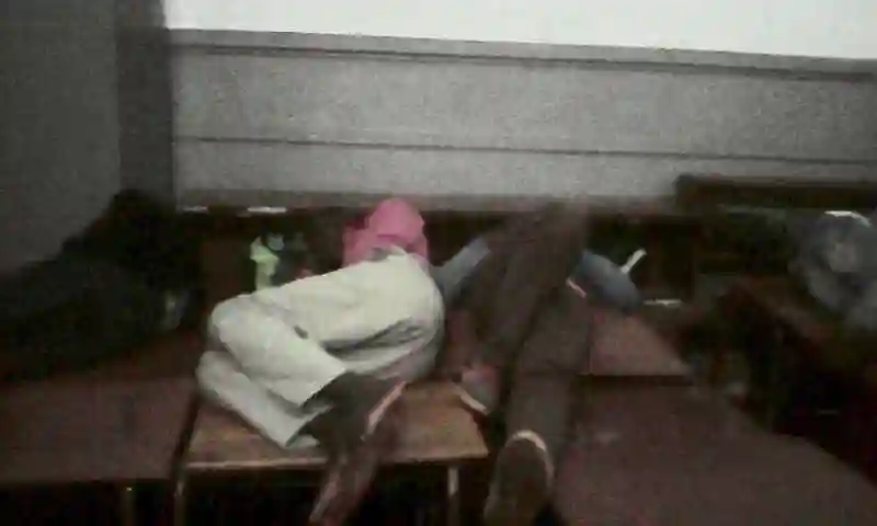 Pictures: Alleged Zanu PF youths sleeping on  desks and on the floor after birthday bash