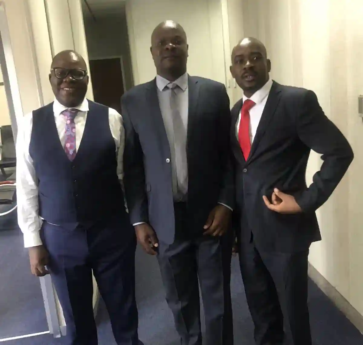 PICTURES: Chamisa, Biti And MDC Party 'Commissar' Amos Chibaya After The Latter's Release From Prison