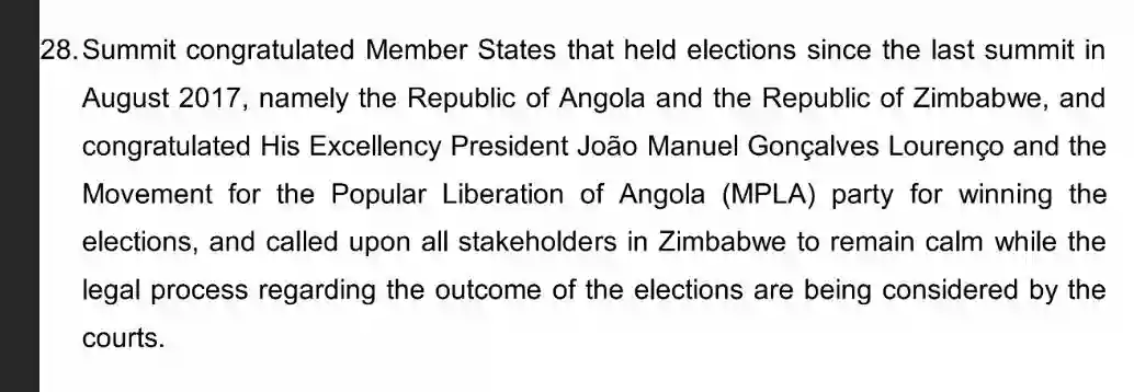 SADC Silent On Recognition Of Mnangagwa As New Zimbabwean President At Summit