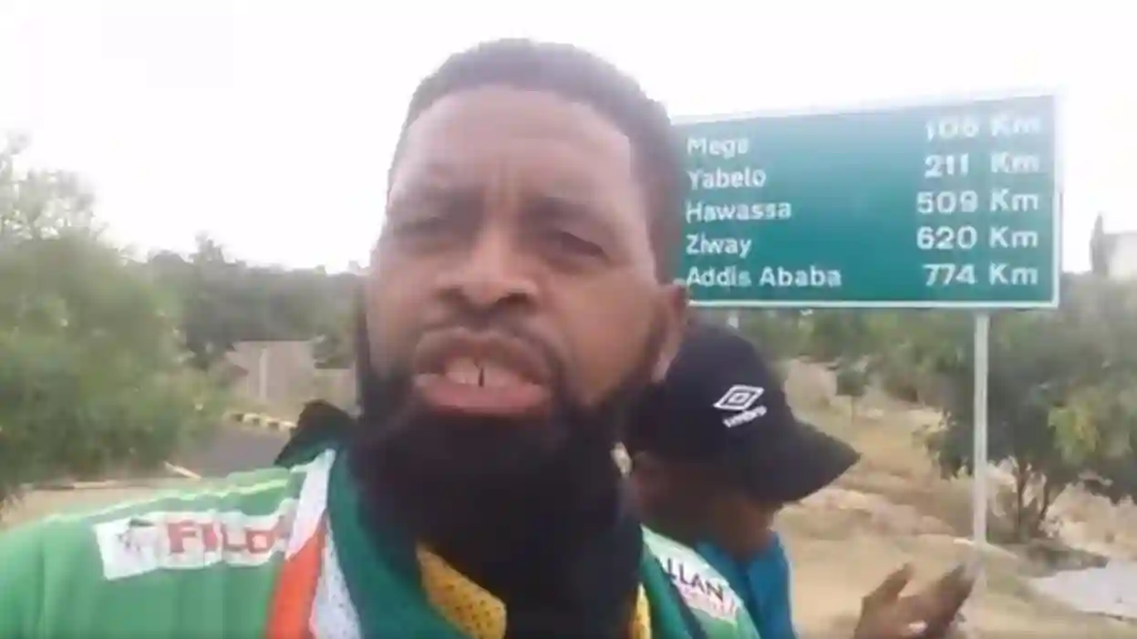 South African Football Fan Posts Emotional Video After Failing To Get VISA Through Ethiopia In Road Trip To Afcon