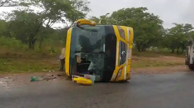 UPDATED: Inter Africa Bus Overturns At Police Roadblock, 53 Passengers Escape Death By A Whisker