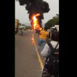 WATCH: Fuel Tanker Bursts Into Flames After Head-on Collision With A Bus