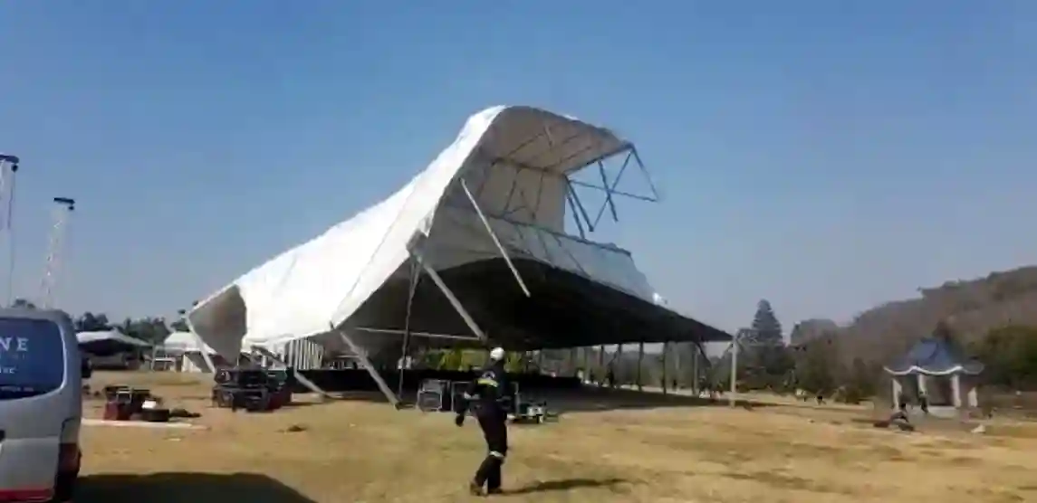 WATCH: Funeral Tent Collapses At Mugabe's Blue Roof Residence