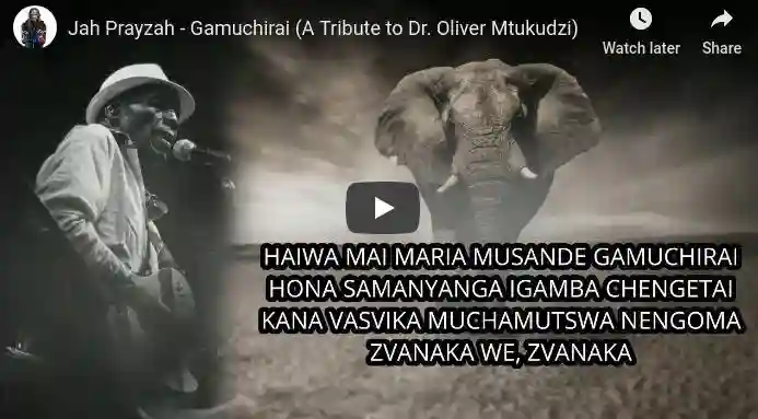 Watch: Jah Prayzah Tribute To Oliver Mtukudzi - Gamuchirai