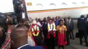 WATCH: The Arrival Of Presidents Mnangagwa And Museveni In Bulawayo